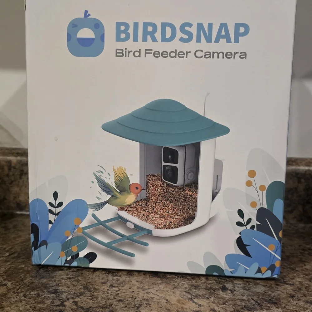 Blue and White Bird Feeder Camera